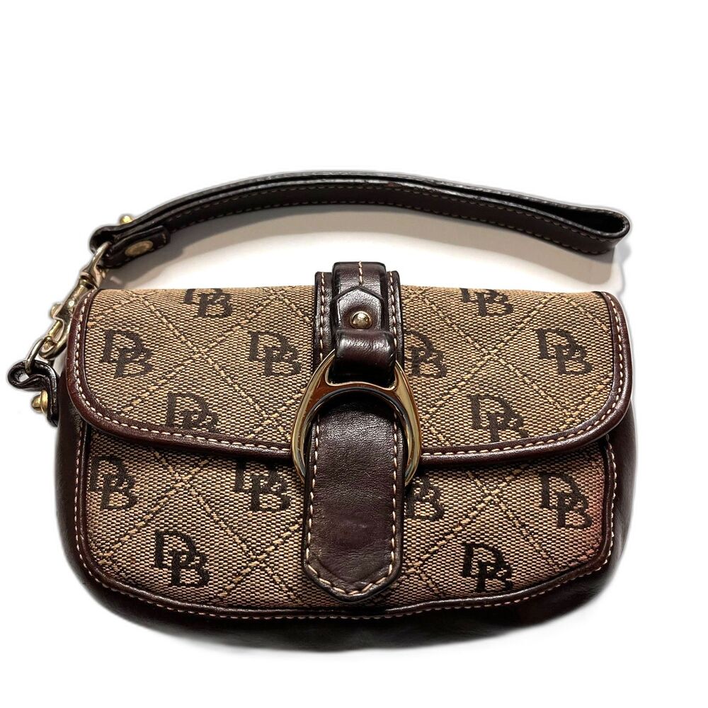 Dooney & Bourke Vintage Signature Canvas & Leather Small Wristlet Wallet